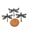 Large Black Filigree Dragonfly Charm, 1 Loop, Lot Size 10, #08BL