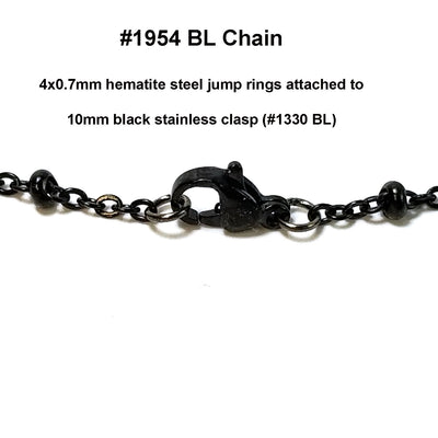 Black Station Chain, Stainless Steel, Medium Weight Soldered Closed 2mm links with 2x3mm Rondelle Stations, Lot Size 25 meters spooled, #1954