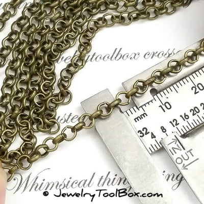 Bronze Rolo Chain, 4mm Round Open Links, Lead Free, Nickel Free, Iron, Lot Size 50 meters (~160 feet), #2901 AB