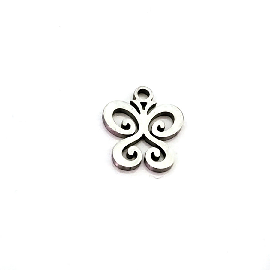 Butterfly Charms, Stainless Steel, 14x12x1mm,1.5mm Hole, Lot Size 5 Charms, #1666