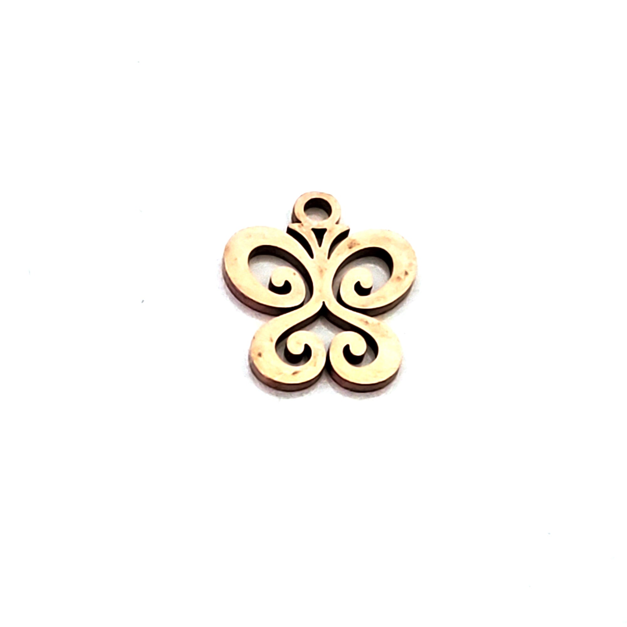 Butterfly Charms, 24kt Rose Gold Plated Stainless Steel, 14x12x1mm,1.5mm Hole, Lot Size 5 Charms, #1666 RG