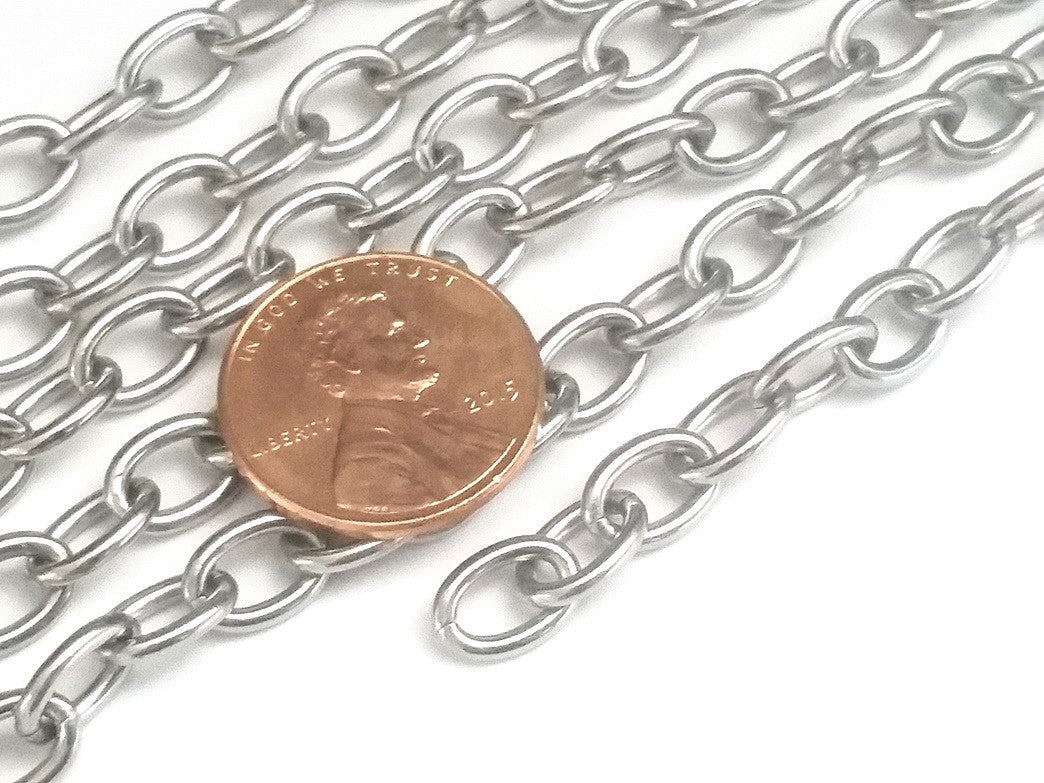 Thick Stainless Steel Jewelry Chain, 10 Meter Spool, Open Links,6x8x1.5mm, #1932-1