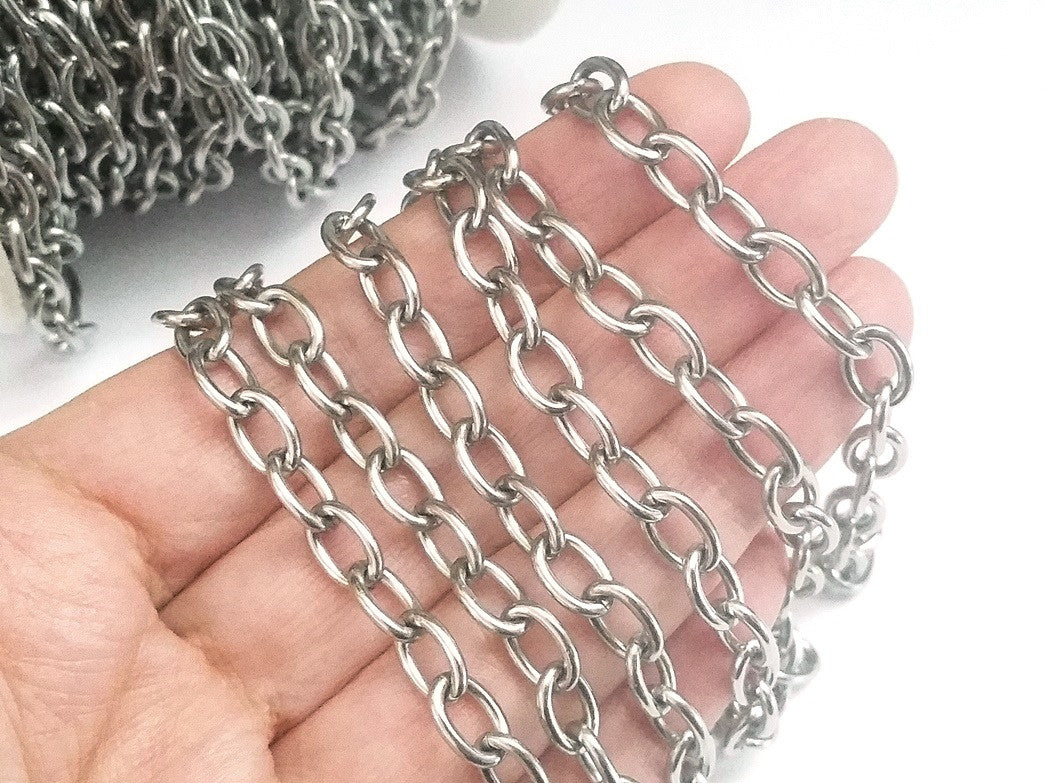 Thick Stainless Steel Jewelry Chain, 10 Meter Spool, Open Links,6x8x1.5mm, #1932-1
