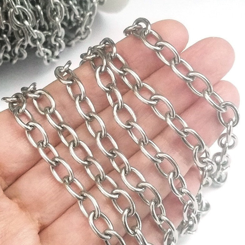 Thick Stainless Steel Jewelry Chain, 10 Meter Spool, Open Links,6x8x1.5mm, #1932-1