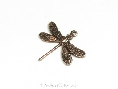 Small Antique Copper Dragonfly Charm, 1 Loop, Lot Size 10, #01C
