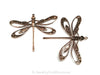 Extra Large Filigree Antique Copper Dragonfly Charm, 1 Loop, Lot Size 2, #11C