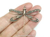 Extra Large Filigree Antique Copper Dragonfly Charm, 1 Loop, Lot Size 2, #11C