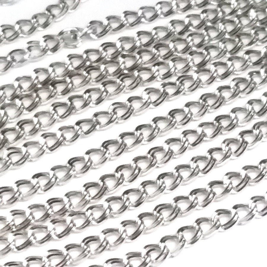 Double Link Stainless Twist Chain, Open Link, 3.5x5.5x0.75mm, 30 Feet, #1949