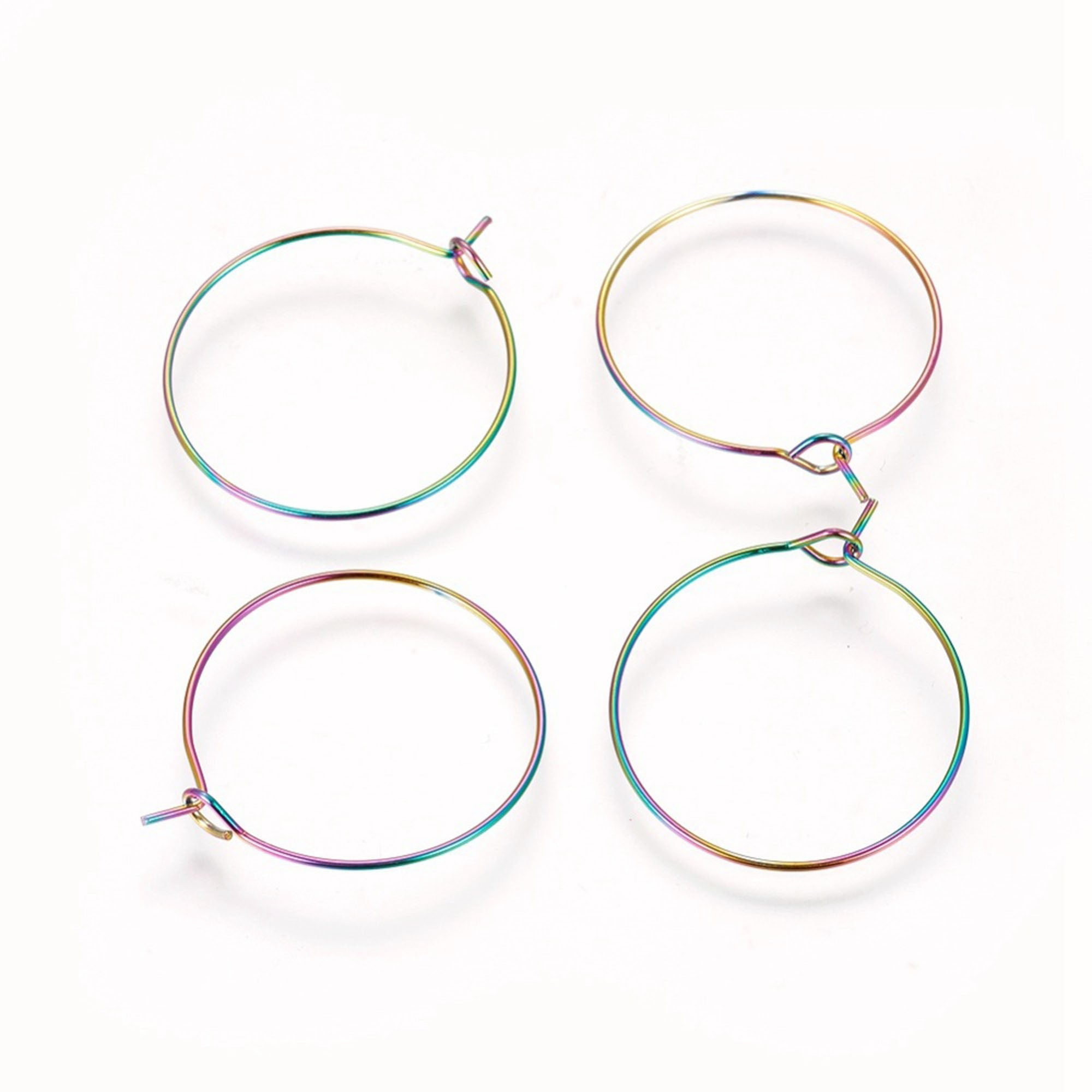 Duehut HLLMX 100 Pcs 30mm Wine Glass Charm Rings Hypoallergenic Steel Circle Earring Loops Wires Open Earring Beading Hoop Rings for Earrings
