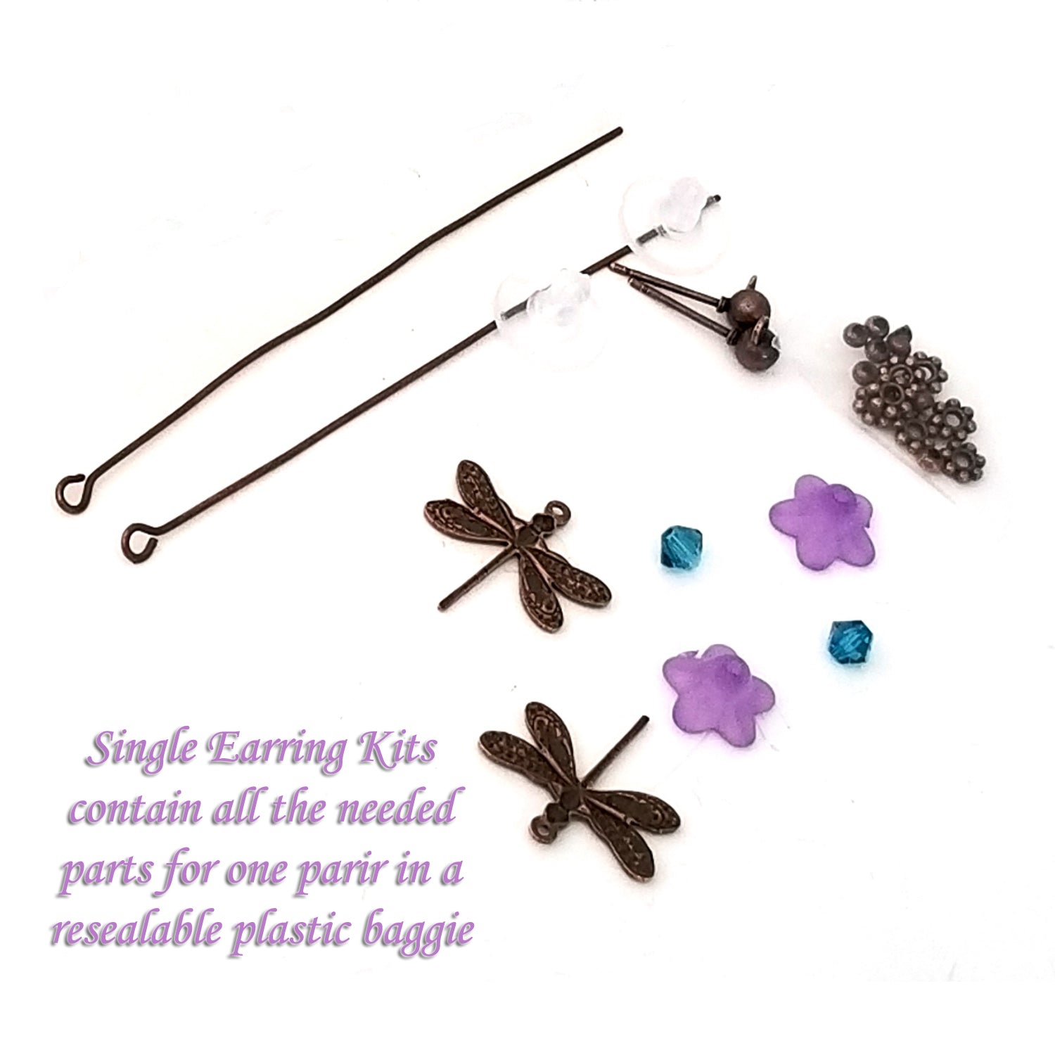 Jewelry Making Kit, Brass Dragonfly Earrings with Lucite Bell Flowers -  Jewelry Tool Box
