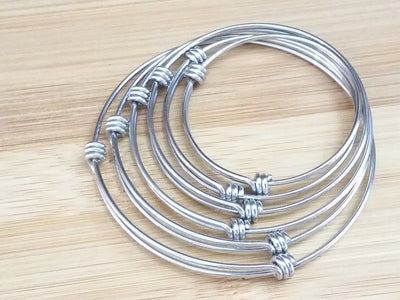 Expandable Bangle Bracelet, Adjustable Bulk Stainless Steel Jewelry Findings, Lot Size 25 Bracelets, 6 Wrist Sizes Available