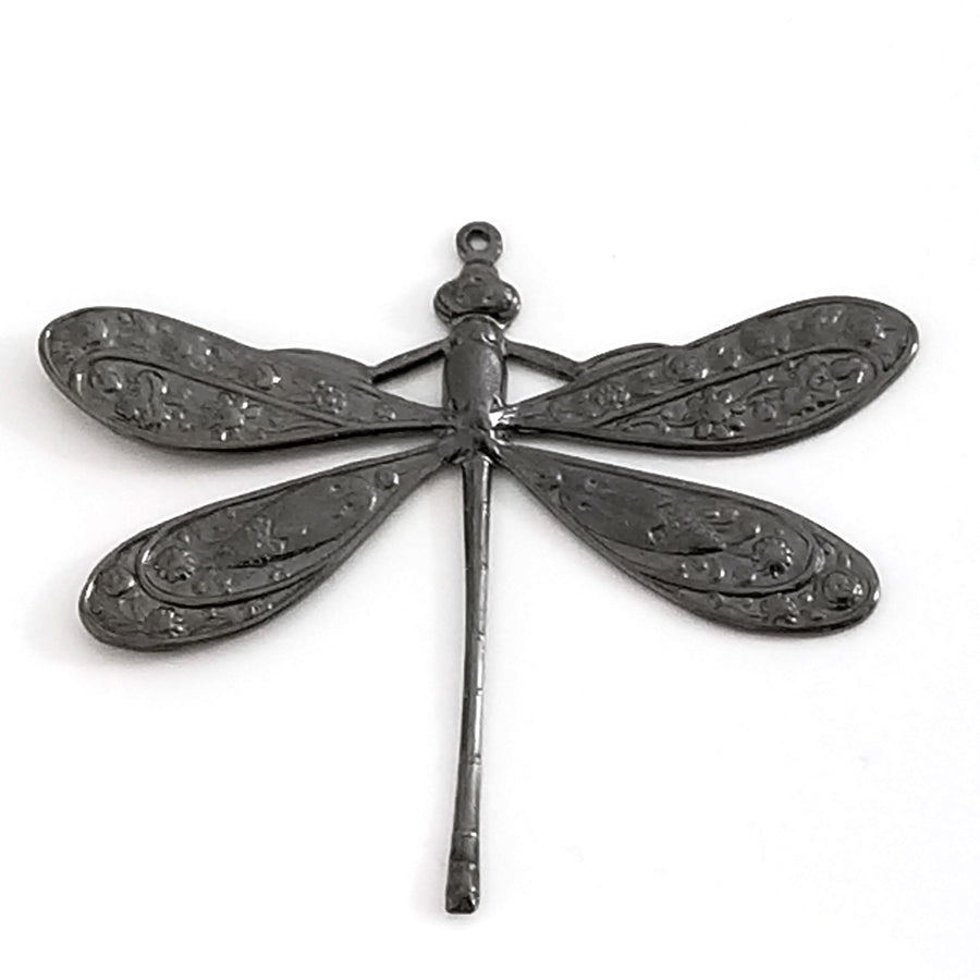 Extra Large Black Dragonfly Charm, 1 Loop, Lot Size 2, #07BL