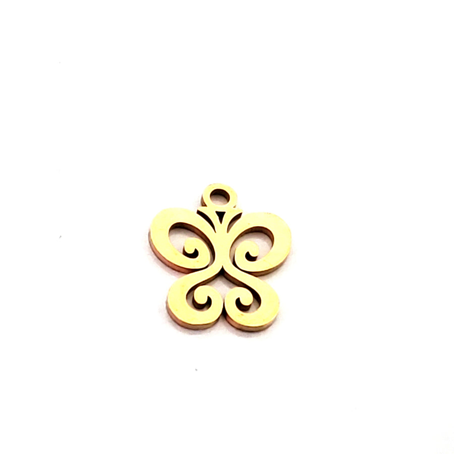 Butterfly Charms, 24kt Gold Plated Stainless Steel, 14x12x1mm,1.5mm Hole, Lot Size 5 Charms, #1666 G