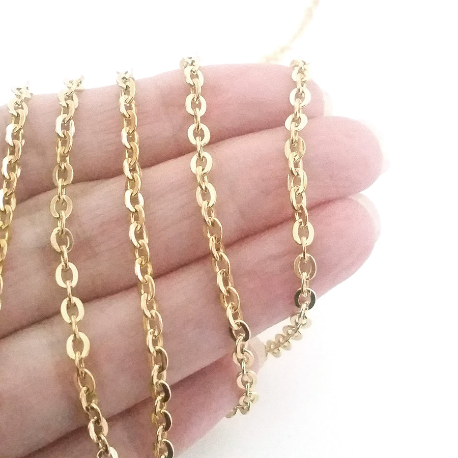 Gold Stainless Steel Fine Chain, 2x1.5mm Links, Soldered Closed, Bulk ...