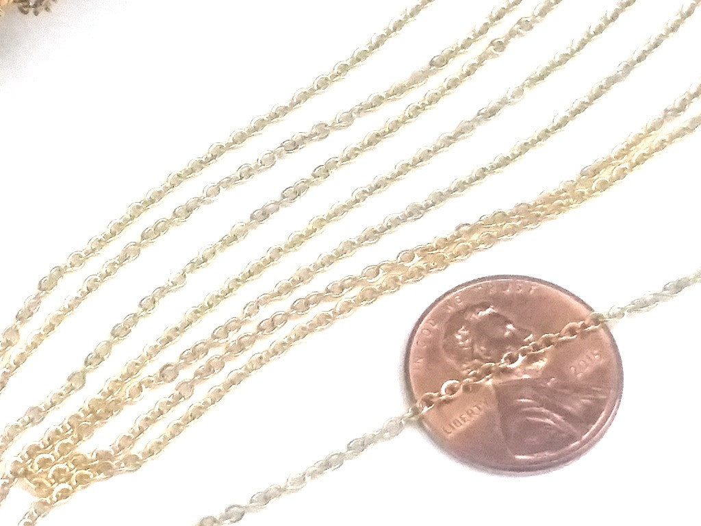 Gold Stainless Steel Fine Chain, 2x1.5mm Links, Soldered Closed, Bulk 50 Meters on a Spool, #1902 G