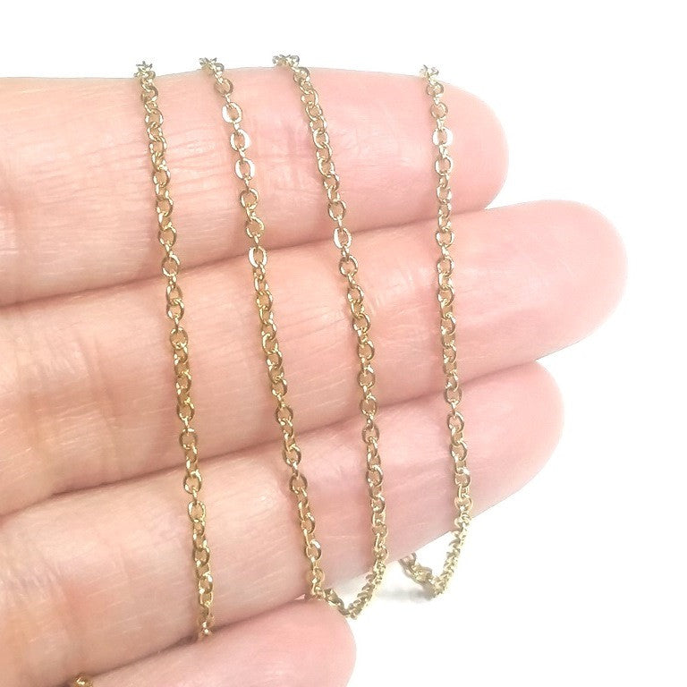 Gold Stainless Steel Jewelry Chain, 3x4mm Oval, Open Links, Lot Size 2 -  Jewelry Tool Box