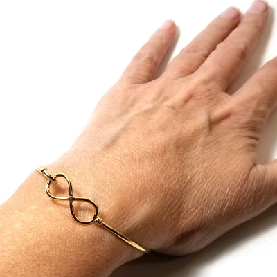 Gold Infinity Bangle Bracelet, Stainless Steel, Charm Jewelry Finding, 60mm diameter, 2mm thick approx, Lot Size 10 Pieces, #1801 G
