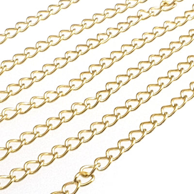 Gold Stainless Twist Chain, Open Link, 3.5x5.5x0.75mm,  50 Meters (160+ Feet), #1950 G