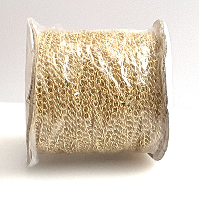 Gold Stainless Twist Chain, Open Link, 3.5x5.5x0.75mm,  50 Meters (160+ Feet), #1950 G