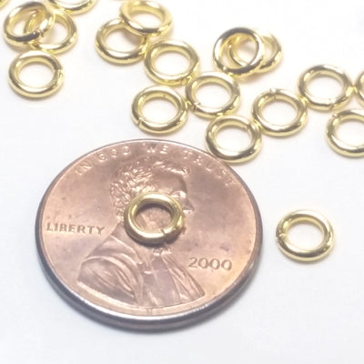 Gold Stainless Jump Rings, 5x1mm, 3.0mm Inside Diameter, 18 gauge, Closed Unsoldered, Lot Size 100