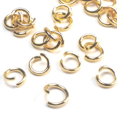 Gold Stainless Jump Rings, Open, 6x1.0mm, 4mm Inside Diameter, 18 gauge, Lot Size 100