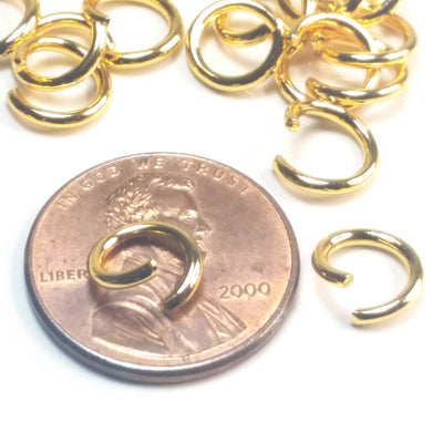 Gold Stainless Jump Rings, Open, 8x1.2mm, 5.6mm Inside Diameter, 16 gauge, Lot Size 100