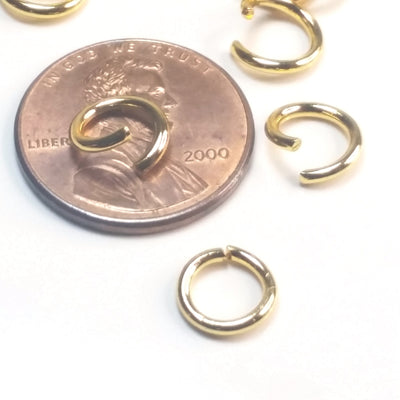 Gold Stainless Jump Rings, Open, 8x1.2mm, 5.6mm Inside Diameter, 16 gauge, Lot Size 100