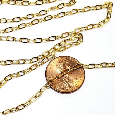 Gold Cross Chain, Stainless Steel, 4.5x2.5mm, Soldered Closed Links, Lot Size 50 Meters Spooled, #1926 G