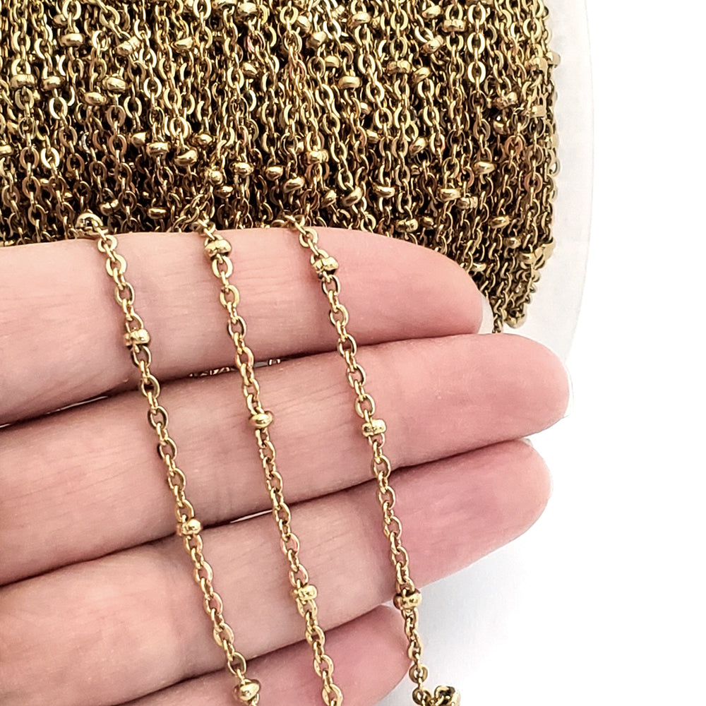 Gold Stainless Steel Fine Chain, 2x1.5mm Links, Soldered Closed, Bulk ...