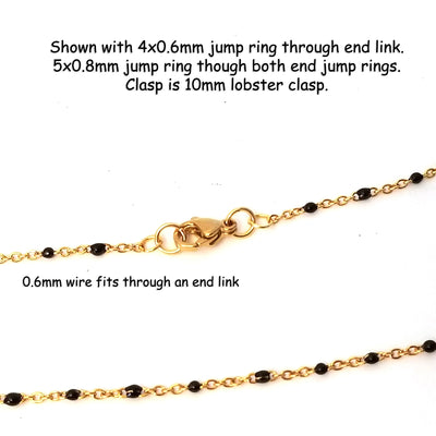 Black Enamel Gold Stainless Station Chain, Bulk 30 Feet, #1000 G