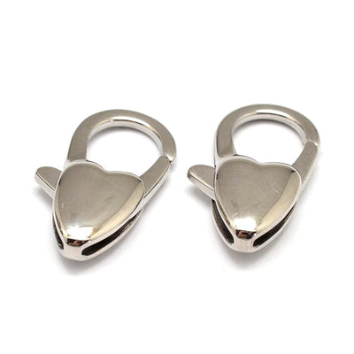 20mm Heart Lobster Clasps, Stainless Steel, Lot Size 2 Clasps, #1360