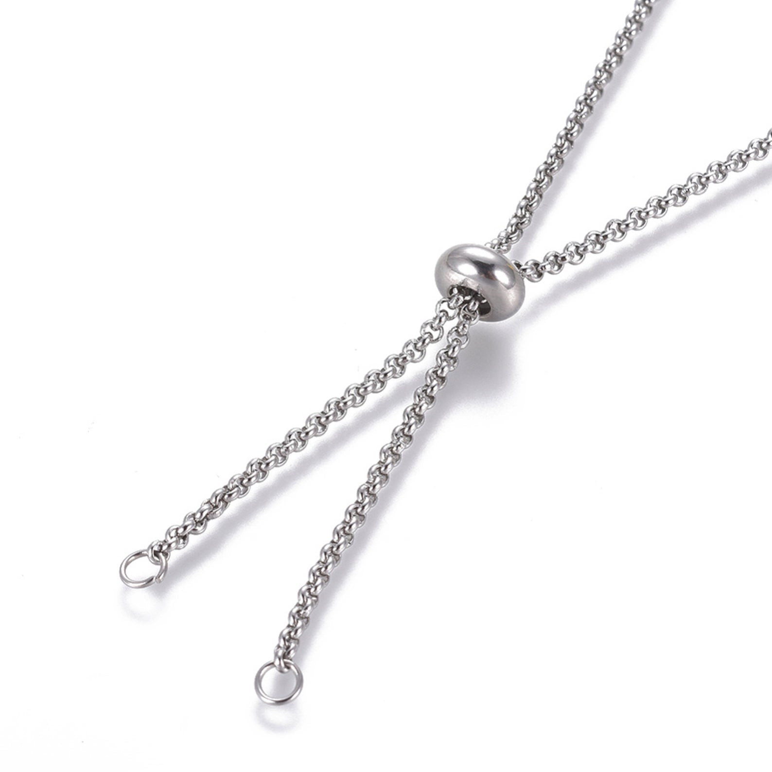 LiQunSweet 304 Stainless Steel Metal Slider Adjustable Necklaces with Rolo  Chains & Stopper Beads for Pendant Charm Necklace DIY Handmade Craft