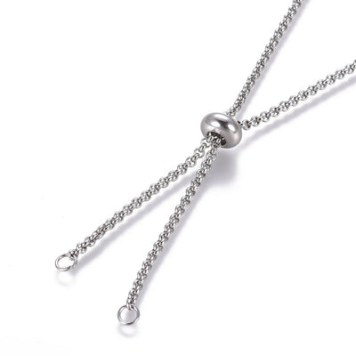 Adjustable Slider Necklace Chains, 10 Necklaces, 29.5" Stainless Steel Jewelry Making Rolo Chain with Slider Bead, 2mm Links
