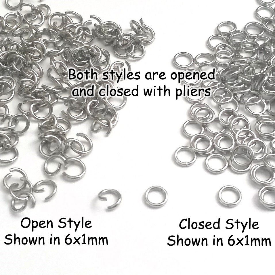 D Shape Closed Jump Rings in Stainless Steel in 3 Sizes appx 150 Total  Pieces - JMKIT1764