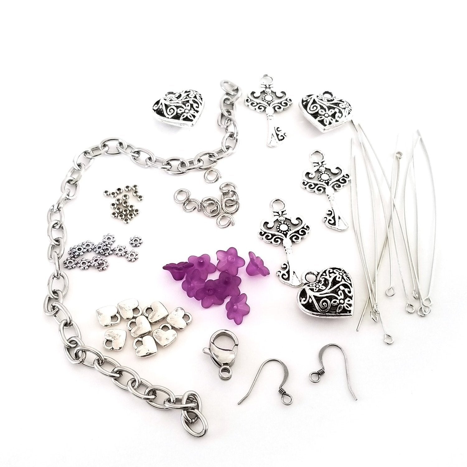 Key to my Heart Charm Bracelet Kit, Do It Yourself Jewelry Making