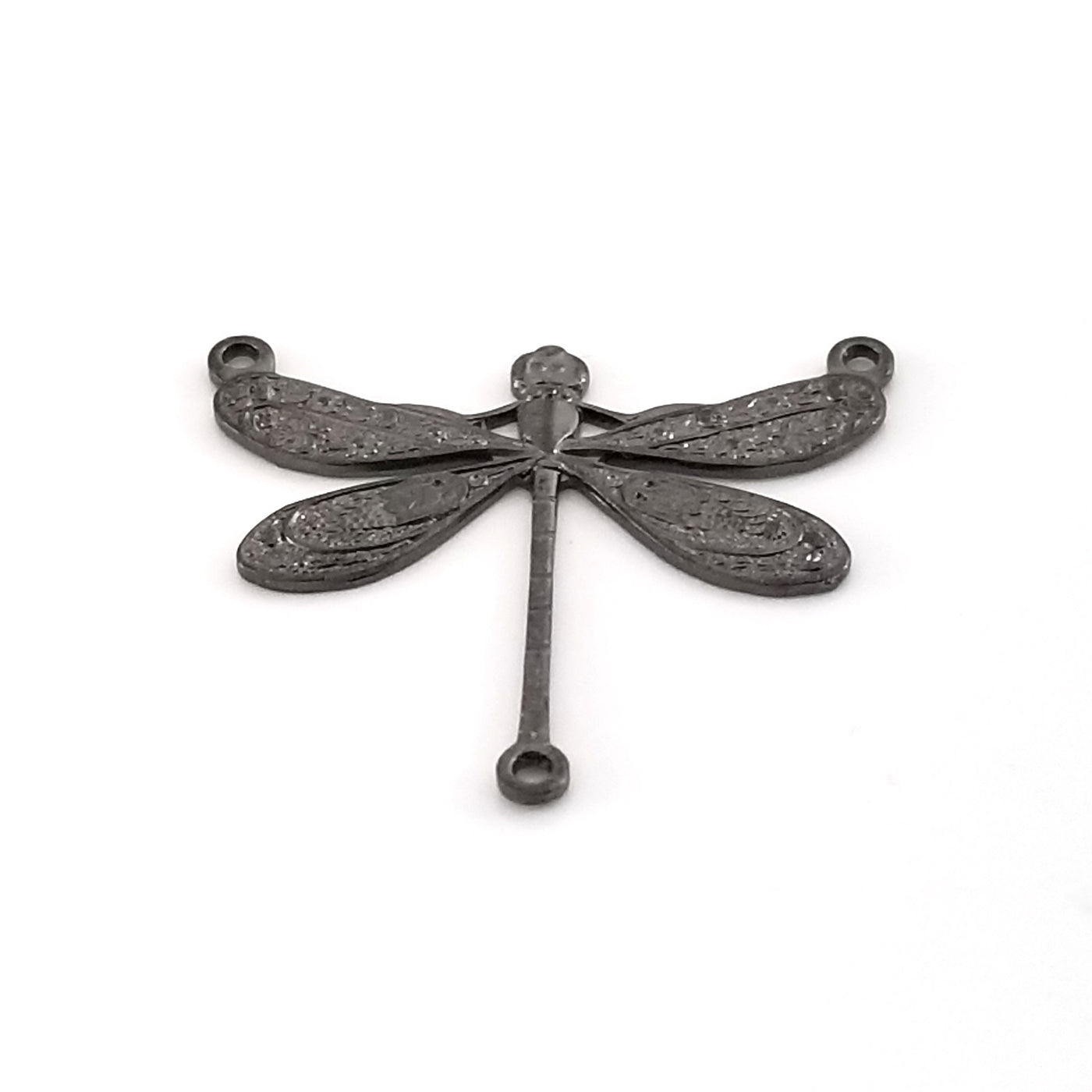 Large Black Dragonfly Pendant Connector Charm, 3 Loops, Lot Size 10, #06BL