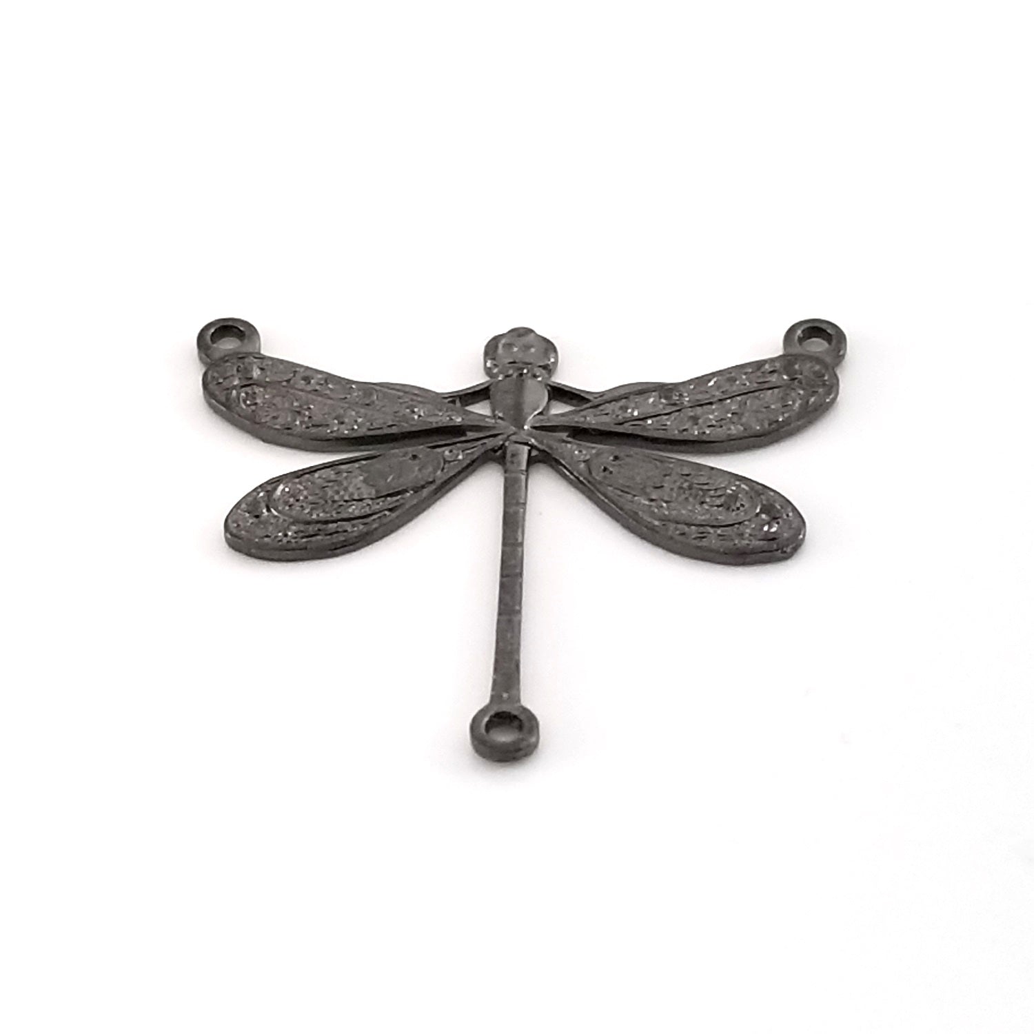 Large Black Dragonfly Pendant Connector Charm, 3 Loops, Lot Size 10, #06BL