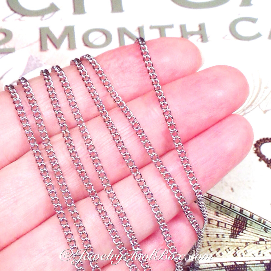 Fine Twist Chain, Stainless Steel, Decorative Rolo Chain, 3x2x0.6mm, Lot Size 50 Meters Spooled, #1919