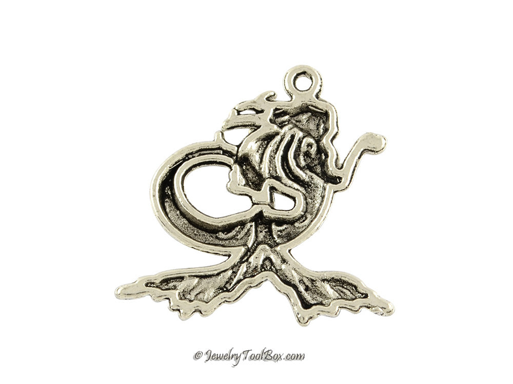 Mermaid Pendant, Antique Silver, Lead Free, Nickel Free, 29x27x3mm, 2mm Loop, Lot Size 10, #2146