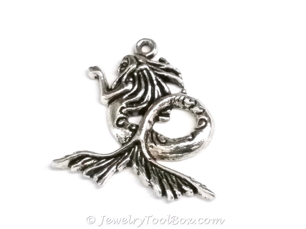 Mermaid Pendant, Antique Silver, Lead Free, Nickel Free, 29x27x3mm, 2mm Loop, Lot Size 10, #2146