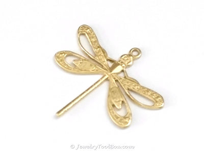 Large Filigree Dragonfly Charm, 1 Loop, Brass, Lot Size 10, #08R