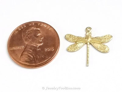 Small Dragonfly Charm, 1 Loop, Brass, Lot Size 10, #01R