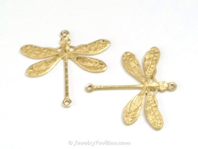 Large Dragonfly Charm, 1 Loop, Brass, Lot Size 10, #04R