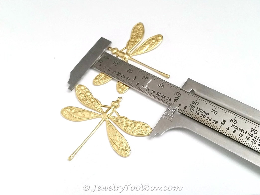 Extra Large Dragonfly Charm, 1 Loop, Brass, Lot Size 2, #07R