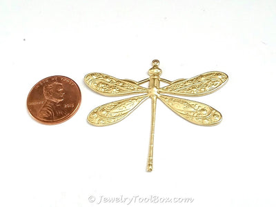 Extra Large Dragonfly Charm, 1 Loop, Brass, Lot Size 2, #07R