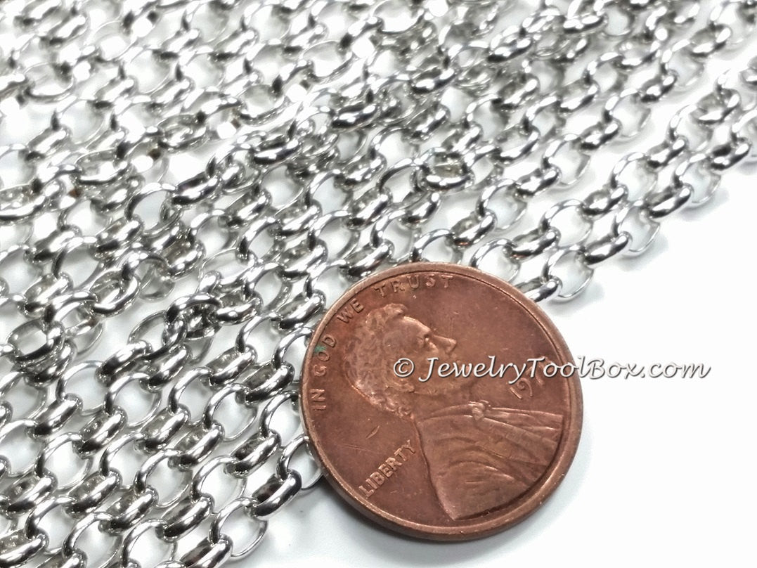 Stainless Steel Rolo Style Jewelry Chain, Soldered Closed Links, 3.5x4 ...