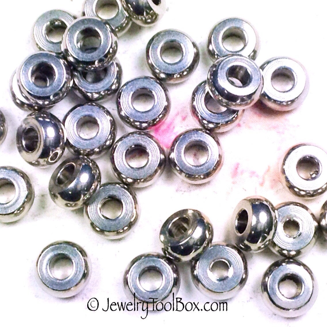 6mm Abacus Beads, Stainless Steel 6x3mm, 2mm Hole, Lot Size 200
