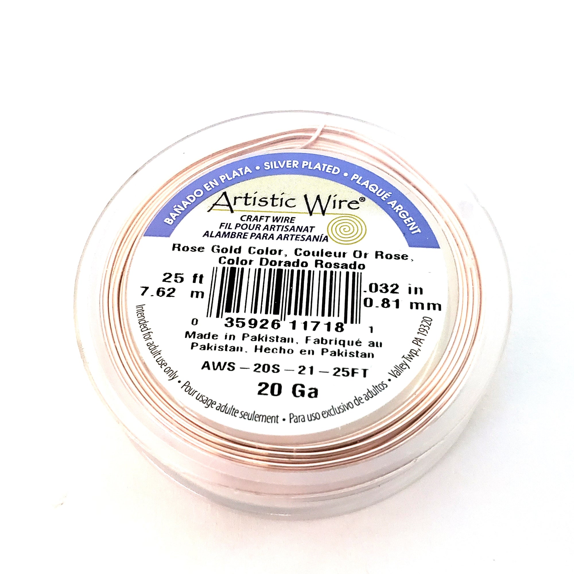 Rose Gold Colored Copper Wire, Anti-Tarnish, 20 Gauge, 25 Feet, Artistic Wire