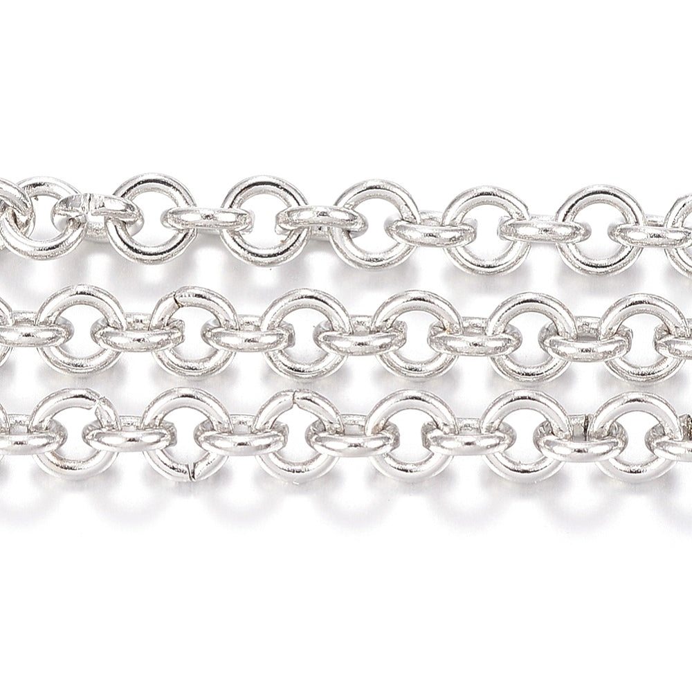 Round Link Chain, 4mm Open Links, 0.8mm thick, Lot Size 20 Meters, #1956