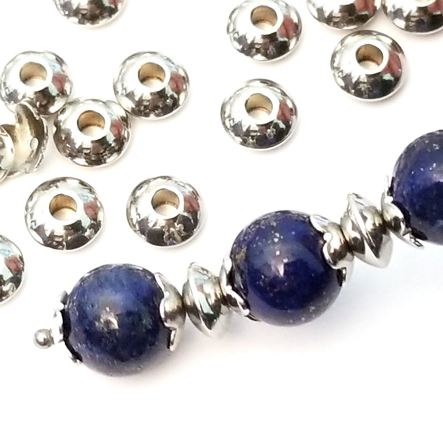 6mm Abacus Beads, Stainless Steel 6x3mm, 2mm Hole, Lot Size 200, #1532